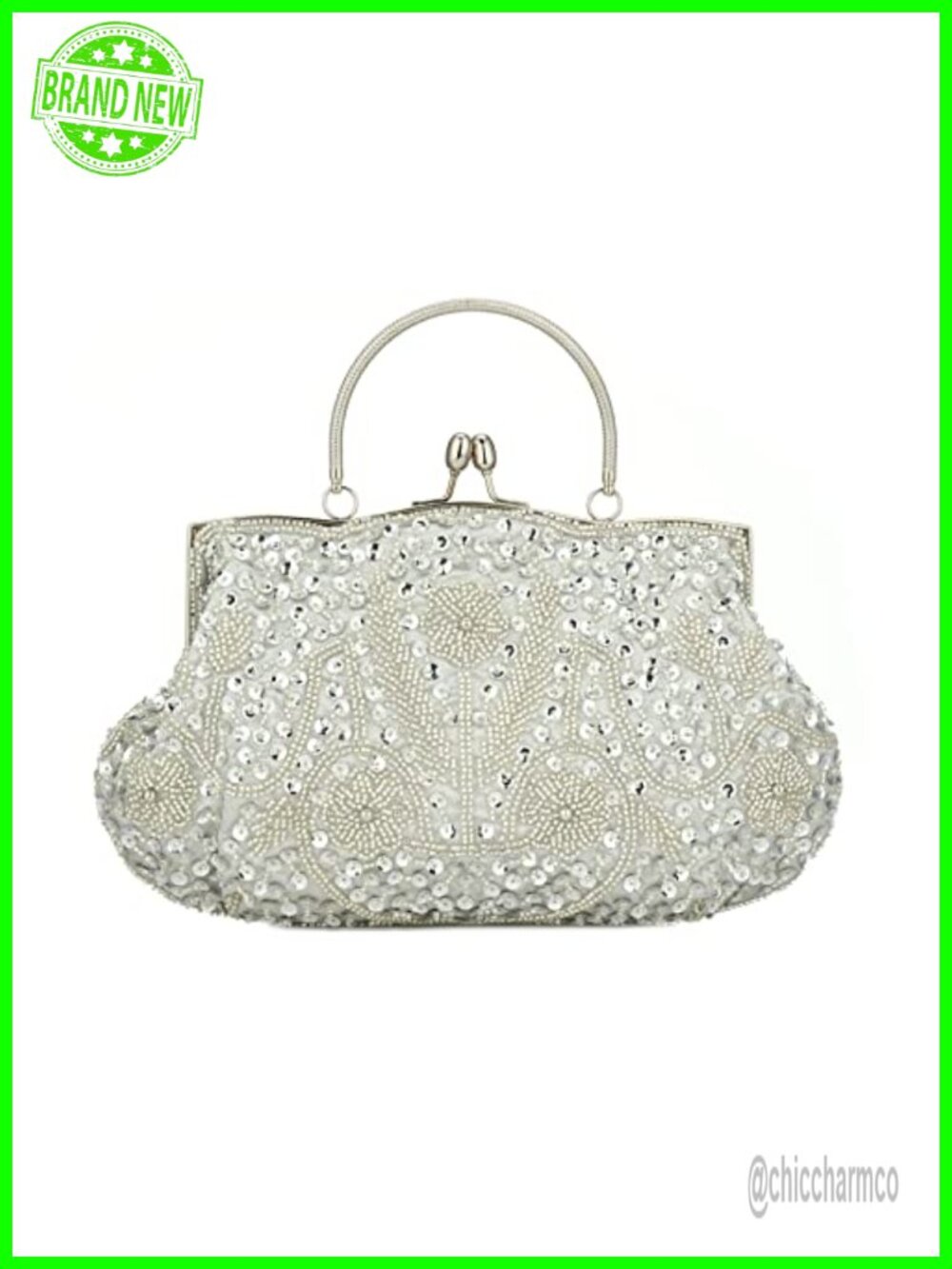 Beaded Sequin Floral Clutch Evening Bag Vintage Embroidery Crossbody Purse